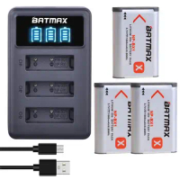 Batmax NP-BX1 NPBX1 Battery+LED 3Slots USB Charger for Sony ZV-1F DSC RX1 RX100 AS100V M3 M2 HX300 HX400 HX50 HX60 GWP88 WX350