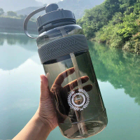 botol minum 2 liter Plastik BPA Free Fitness Gym Bottle Gray