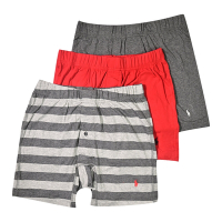Polo Ralph Lauren Stretch Classic Fit 棉質寬鬆四角褲-紅、灰、灰條紋 三入組