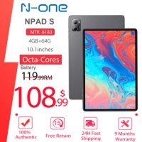 N-one NPad S Tablet PC 10.1'' Android 12 MT8183 8-Cores 6600mAh Battery 4GB RAM 64GB ROM 1280*800 FHD IPS Dual Wifi BT5.0