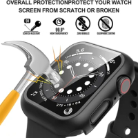 Glass+Cover For Apple Watch case 9 8 7 6 SE 5 45mm 41mm 44mm 40mm 42mm 38mm Accessorie Screen Protector iWatch Series Ultra 49mm