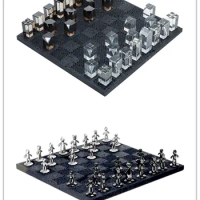 High end marble chess board decorations, home model rooms, living room decorations, crystal chess pieces