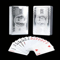 Silvery Foil Waterproof Durable Plastic Pet Poker Playing Cards, Fun Board Game, Great Christmas Halloween Thanksgiving Day Gift