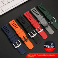 20mm 22mm Fluoro rubber watchband Quick release For luminox omega Seiko Mido Breitling IWC Men's Silicone breathable watch strap