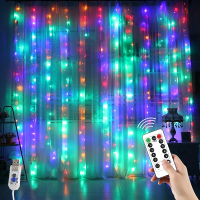 YEOLEH String Lights CurtainUSB Powered Fairy Lights for Bedroom Wall Party8 Modes & IP64 Waterproof