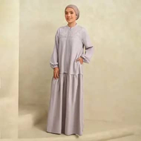 Geulis.id MIHRA DRESS / DRESS POLOS / SARIMBIT POLOS / BAJU LEBARAN XS TAUPE