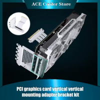VGPUKT4.0 White PCI-E Graphics Card Vertical Bracket GPU Holder + GEN3 PCI-E 4.0 16X Riser Extension Cable Wireless