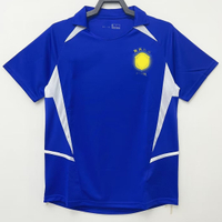 2002 Brazil Away R Jersey lengan pendek dewasa bola sepak seragam Blue Racing Suit Jersey klasik