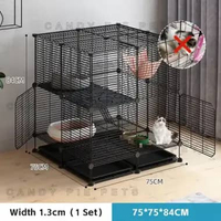ZS - 1 Set Kandang Kucing Besar Pagar Kucing Pembatas Tingkat Kandang Hewan peliharaan Black 4M-2
