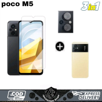 3IN1 TEMPERED GLASS BLUE XIAOMI POCO M5 M4 PRO BONUS LENSA CAMERA+GARSKIN CARBON