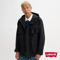 Levis 男款 野營系連帽風衣外套 / 多口袋機能設計 碳黑