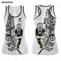 New Zealand Silver Fern Rugby 3D All Over Printed Women Hollow Tank Top Female Tee Summer Backless Vest Lady Fitness Yoga Shirts