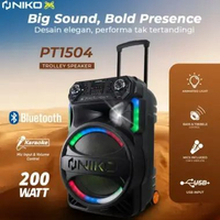 Niko Trolley Speaker Bluetooth 15 inch PT 1504 Free Mic Wireless Extra Bubble