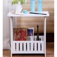 Stylish Modern Minimalist Square Coffee Table with Side Shelf - Compact Bedside Desk for Living Room