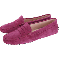 TOD’S Gommino 麂皮絨休閒豆豆鞋(女鞋/紫紅色)