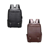Laptop Backpack Portable Computer Backpack Men's PU Leather Backpack Travel Rucksack for Travel Work Shopping Office Backpacking