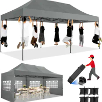 10x20 Pop up Heavy Duty Canopy Tent with 6 sidewalls Commercial Heavy Duty Tent UPF 50+ All Weather Waterproof Outdoor Wedding