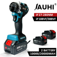 JAUHI 280NM 20+1 Torque Brushless Electric Screwdriver Cordless Drill Rechargeable Mini Power Driver Tools For Makita Battery