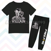 SETELAN ANAK KAOS CELANA JOGGER ANAK VILLAIN SQUAD FF FREE NAME KAOS BAJU ANAK CLAN VILLAIN GAME FF