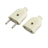 European AC Electric Power Male Plug Female Socket 2 Pin AC Electrical Connector Wire Rewireable Extension Cord Detachable