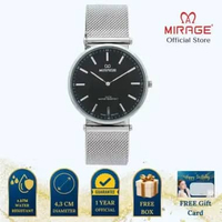 Mirage Jam Tangan Pria Analog 8711 M Silver Original Stainless Plat Hitam