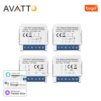 AVATTO Tuya WiFi/Zigbee Smart Light Switch Module，Neutral Wire/No Neutral Wire 1/2/3/4 Way DIY Breaker For Alexa, Google Home