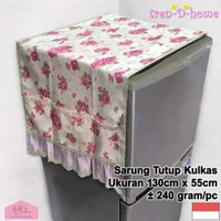 Tren-D-home - Sarung penutup kulkas lemari es taplak kulkas fridge cover Bermotif Bunga murah 130 cm