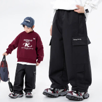 Boys' Outdoor Cargo Pants Fleece Lined Thickened 2025 New Autumn Winter Outfit Big Kids Straight Leg