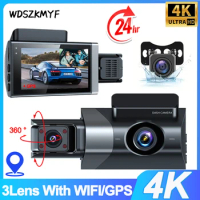 4K Front and Rear View Camera for Vehicle GPS Dash Cam for Cars 3Lens WIFI Car Dvr Video Recorder Parking Monitor Car Assecories