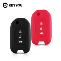 KEYYOU 3 Buttons Silicone Car Key Case for Honda FIT XRV VEZEL CITY JAZZ CIVIC HRV Civic Crider CRV Protector Cover