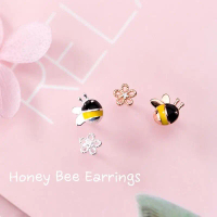 Honey Bee Earrings ต่างหูเงินแท้ S925 [MERCELO]