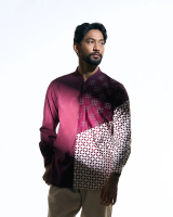 Fatih - Kemeja Batik Koko Adnan Long Burgundy