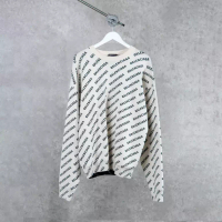 Balenciaga Sweater BALENCIAGA ALL OVER TEXT BLACK WHITE KNIT SWEATSHIRT 100% ORIGINAL