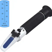 Alcohol Refractometer 0-80% Volume Percent Alcohol Concentration Tester ATC Refractometer Wine Spirits Tester Meter