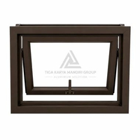 Jendela Alumunium - 60x40 cm Aluminium Window Minimalis Bisa Custom Ukuran RIBEN / GELAP COKAT