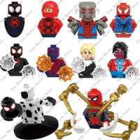 New Spider-Man Movie Cartoon Dolls Bricks Spot Miles Morales Gwen Stacy Mini Action Figures Assemble Toys Marvel Model Kids Gift