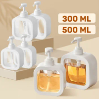 1pc 300/500ml Transparent Soap Dispenser Countertop Lotion Bottle with Pump Refillable Bathroom Lotion Liquid Soap Dispenser