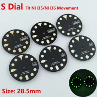 NH35 Dial NH36 Dial Watch Dial S Dial Green Luminous Face for Seiko NH35 NH36 Automatic Movement Watch Accessories Repair Tools