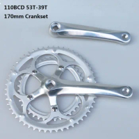 170 110 BCD Road Folding Bike Crankset 53T-39T Chainwheel Aluminum Alloy 9/10 speed 110BCD Square Hole Racing Bicycle Crank Arms