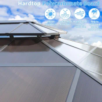 12' x 16' Gazebo, Hardtop Gazebo w/Aluminum Frame &amp; Polycarbonate Double Roof, Patio Gazebo with Netting and Curtains
