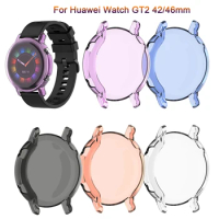 Silicone Case For Huawei Watch GT2 42 46mm Screen Protector Plating Soft cover Case For huawei GT 2 band SmartWatch fundas couqe