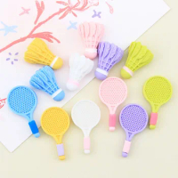 10Pcs New Cute Badminton Racket Flat Back Resin Cabochon For Hair Bows Center Phone Case Clothing DIY Scrapbooking Accessories