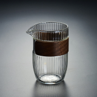 玻璃條紋公道杯茶濾一體防燙公杯功夫茶具日式大號分茶器具大容量