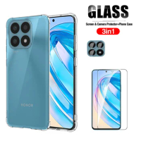 For Honor X8a 4G Case Anti-shock Clear Cover For Honor X8a X 8 A HonorX8a 6.7inch Tempered Glass Camera Lens Film Silicone Funda
