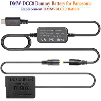 DMW-DCC8 DC Coupler + USB-C AC Power Adapter Set Replace DMW-BLC12 Battery for Panasonic Lumix DMC-FZ2500 G85 GH2 DC-G90 Cameras