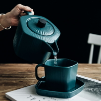 啞光陶瓷茶壺 北歐泡茶水壺杯碟家用餐具大容量花茶壺咖啡壺水具