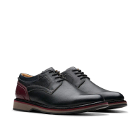 【Clarks】縫線工藝感輕量正裝休閒鞋(黑色)-UK 7.5