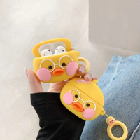 Cute Cartoon Yellow Duck Shape Silicone Soft Wireless Earphone Case For Airpods 1/2/3/Pro