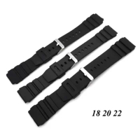 1 PC 18mm - 22mm Silicone Rubber Watch Strap Band Deployment Buckle Diver Waterproof Black