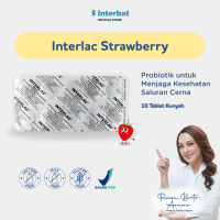 [SAMPLE] Interlac Probiotik Tablet Kunyah Strawberry 1 Strip @10 Tablet - Menjaga Kesehatan Saluran 